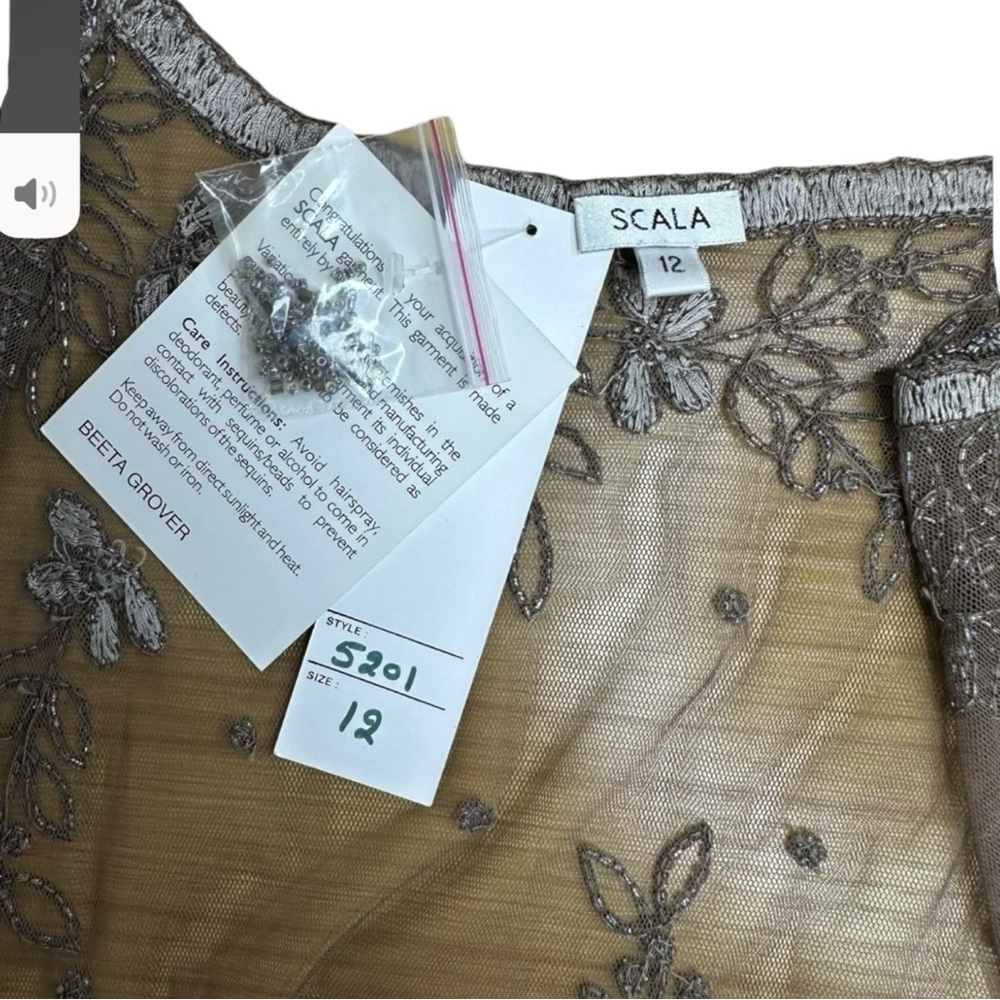 SCALA NWT Brown Beaded Cocktail Dress and Cardigan Set Size 12 O0627 - Picture 10 of 14